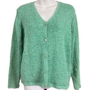Pendleton Womens Mint Green Cardigan Loose Knit Chunky Sweater V-Neck sz M